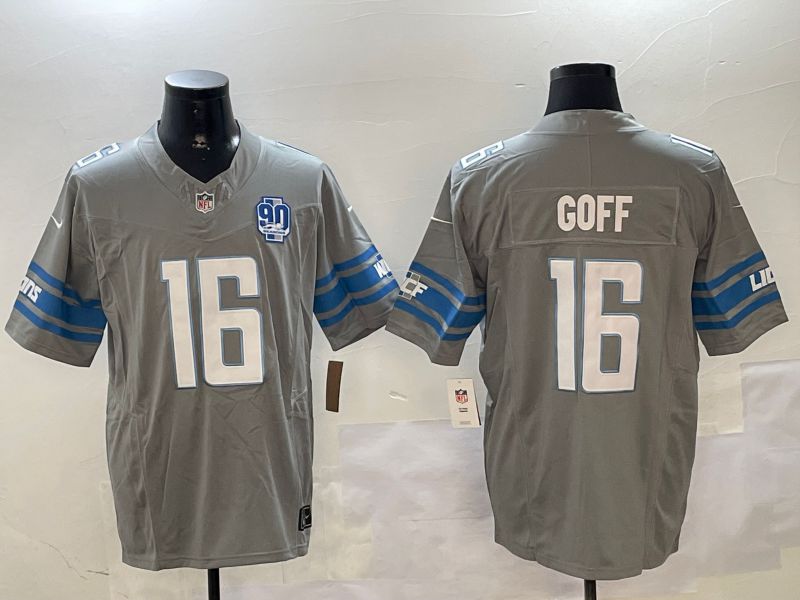 Men Detroit Lions #16 Goff Grey three generations 2024 Nike Limited NFL Jersey style 11022->detroit lions->NFL Jersey